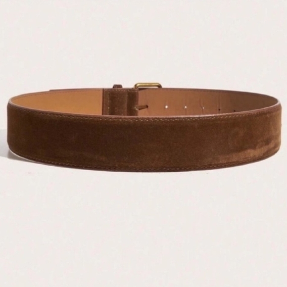 Brown faux suede woman's belt; large: 33.86-43.31" waist; nwot - Picture 4 of 5